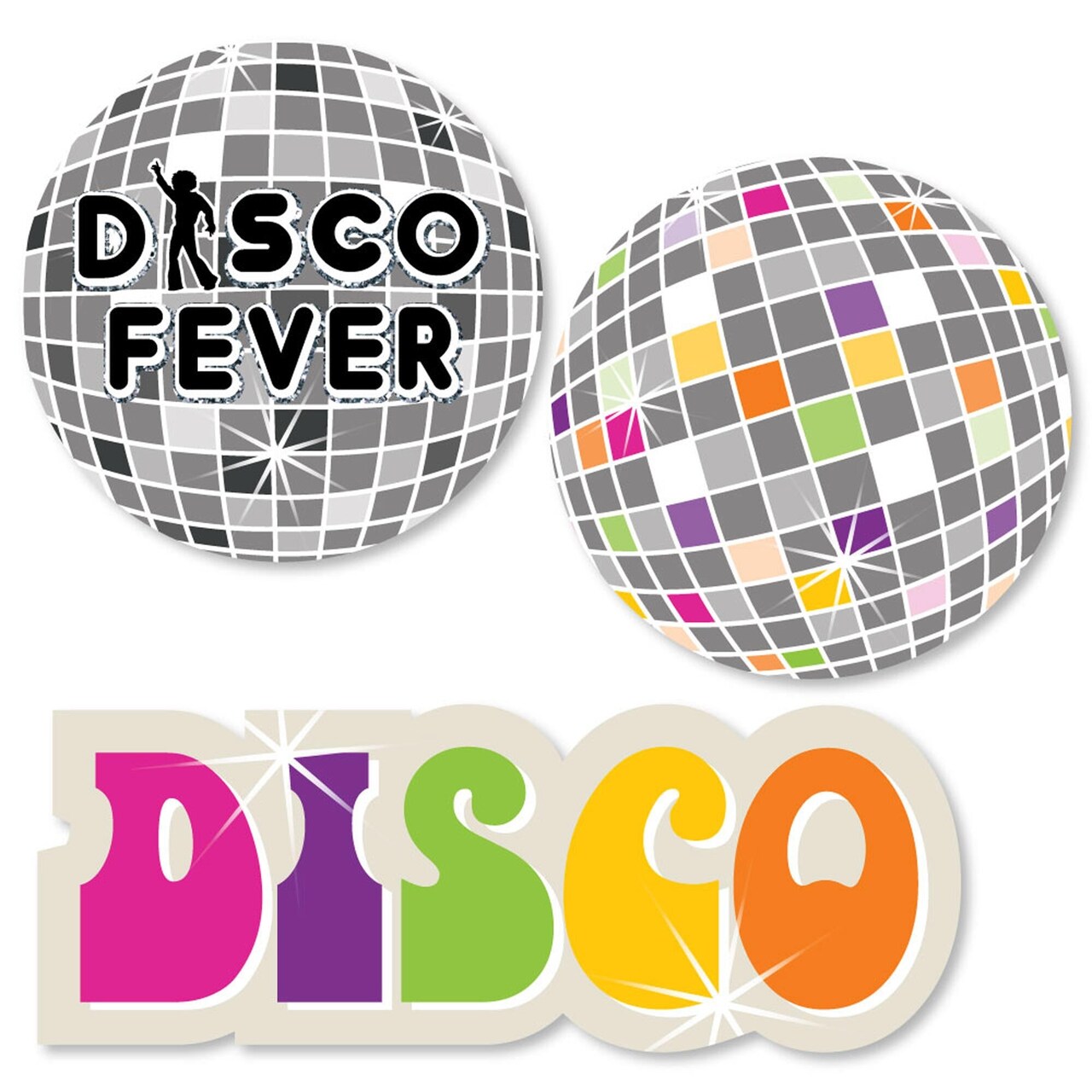 Big Dot of Happiness 70's Disco - DIY Shaped 1970's Disco Fever Party Cut-Outs - 24 Count